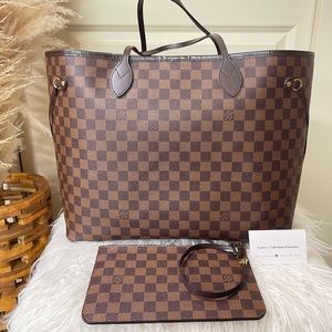 LOUIS VUITTON NEVERFULL GM DAMIER EBENE with Pouch
